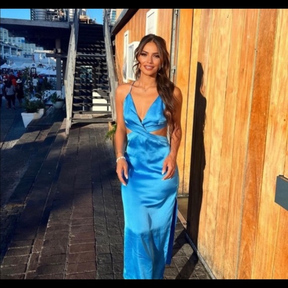 Blue satin Zara dress NWT - Picture 2 of 2